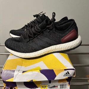 Adidas PureBOOST Black and Burgundy Sneakers